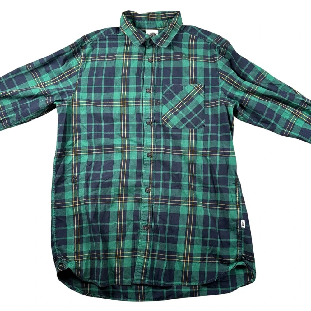 The North Face‎ Mens Large Green Plaid Long Sleeve Button Down Shirt Gorpcore